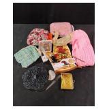 Variety Lot with Knitted Squares, Oven Mitt etc