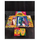 Coloring books and crayons
