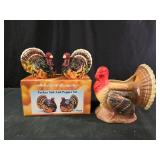 vintage ceramic turkey planter vase, Turkey salt