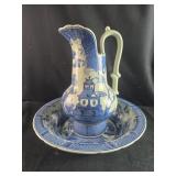 Blue Willow Wash Bowl and Pitcher Set