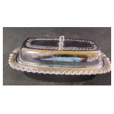 Vintage Irvanware silver colored butter dish