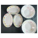 Floral design plates and bowls