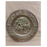 Vintage English Brass Colored Hammered Wall Plate