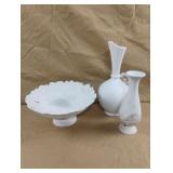 Resin pedestal bowl and vases