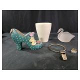 VINTAGE CERAMIC GREEN / BLUE WITH POLK A DOTS