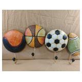 Sports Wall Plaque with 4 Hooks All Metal 24"