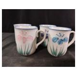 Set of 4 unique floral mugs
