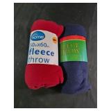 2 fleece throw blankets