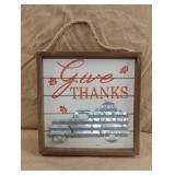 Give Thanks metal and wood sign 9 x 9