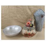 Scarecrow fall decoration, galvanized planter and