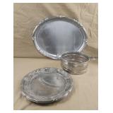 Silver colored serving trays