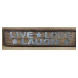 Live-Love-Laugh metal and wood sign