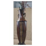 Decorative Embossed Metal Floor Vase (26 inches