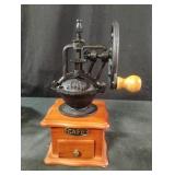 Cast Iron and Wooden Coffee Grinder mill Side