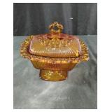 Vintage Indiana Glass Amber Lace Edge Footed