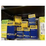 Shelf lot of filters PF10551X, E2 02801D34, D43,