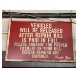13x20 plastic sign Vehicles will be released