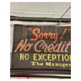 14 x 22 cardboard sign sorry no credit no