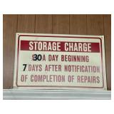 13x20 plastic sign storage charge