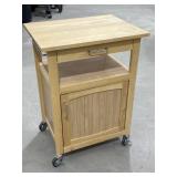 Wooden Rolling Microwave Cart