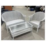 White Whicker Bench / Chair / Coffee Table