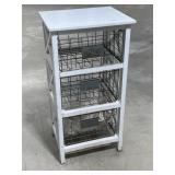 Farmhouse Accent Table w/ Three Wire Basket