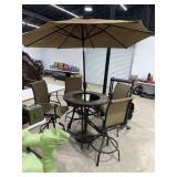 Tall Patio Table w/ 4 Chairs & Umbrella
