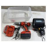 Tote w/ Black & Decker Drill w/ Charger / Handy