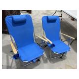 2 Folding Backpack Beach Chairs