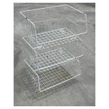 White three-Tier Wire Storage Basket Organizer