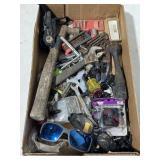 Box of Misc Tools / Switches / Costa Sunglasses