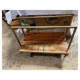 Gold Metal & Wood Wall Shelves