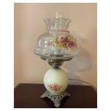 Hand Painted Roses Hurricane Lamp