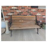 Wood and Metal Slat Porch Bench