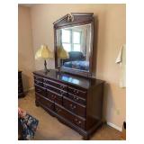 Traditional Dark Wood Dresser w/ Mirror