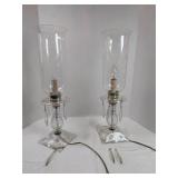Pair Antique Hurricane Lamps w/ Prisms