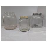 3 Vintage Glass Hoosier Jars