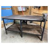 Vintage Large Metal Shop Table w/ Vise