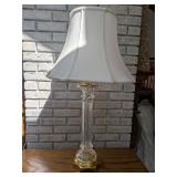 Mid Century Hollywood Regency Crystal Brass Lamp