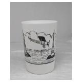 Spirit of St. Louis NY STL PARIS Trip Milk Glass
