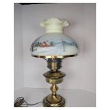 Fenton Satin Custard Glass 1981 HP Lamp GLOWS!