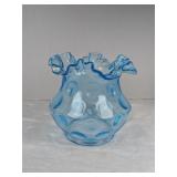 Fenton Blue Thumbprint Dot Vase
