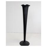 Tall Black Satin Glass Trumpet Vase