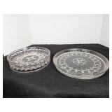 2pc Clear Bubble Glass Vintage Dishes