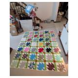 Queen/King Handmade Leaf Pattern Quilt