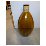 Large Floor Standing Amber Glass Vase