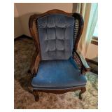 Vintage Blue Velvet Wingback Chair
