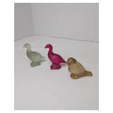 3pc Glass Birds Ducks