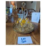 LOT #52 Vintage Hungarian Decanter w/ Glasses