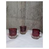 3 PC Souvenir Ruby Glass Mugs